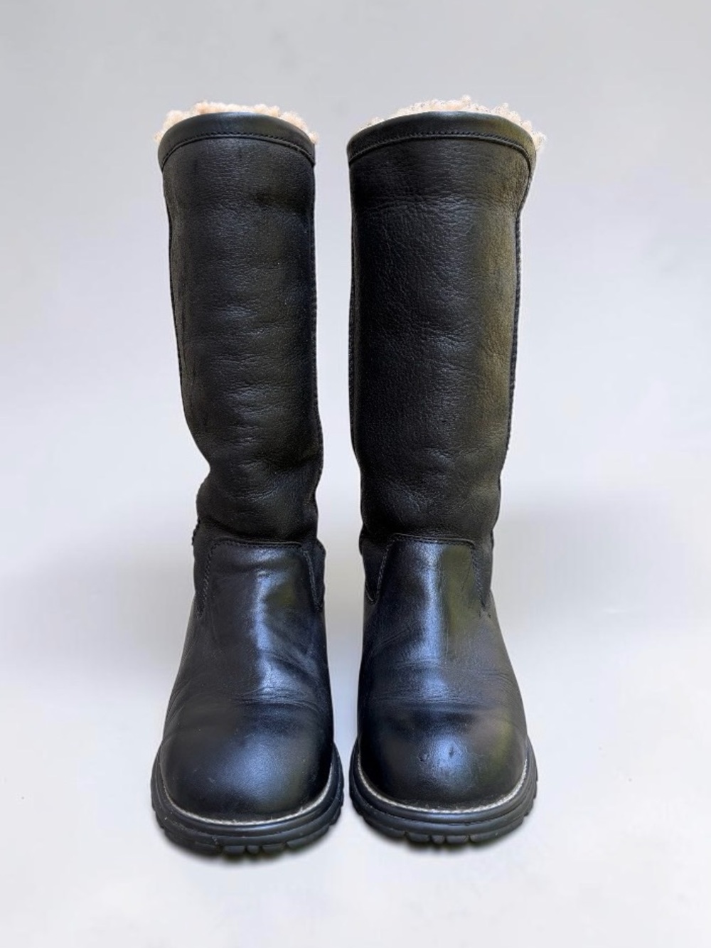 UGG® AUSTRALIA Brooks Black Sheepskin Shearling Fur Lined Boots Tall Snow Boots - Picture 3 of 12